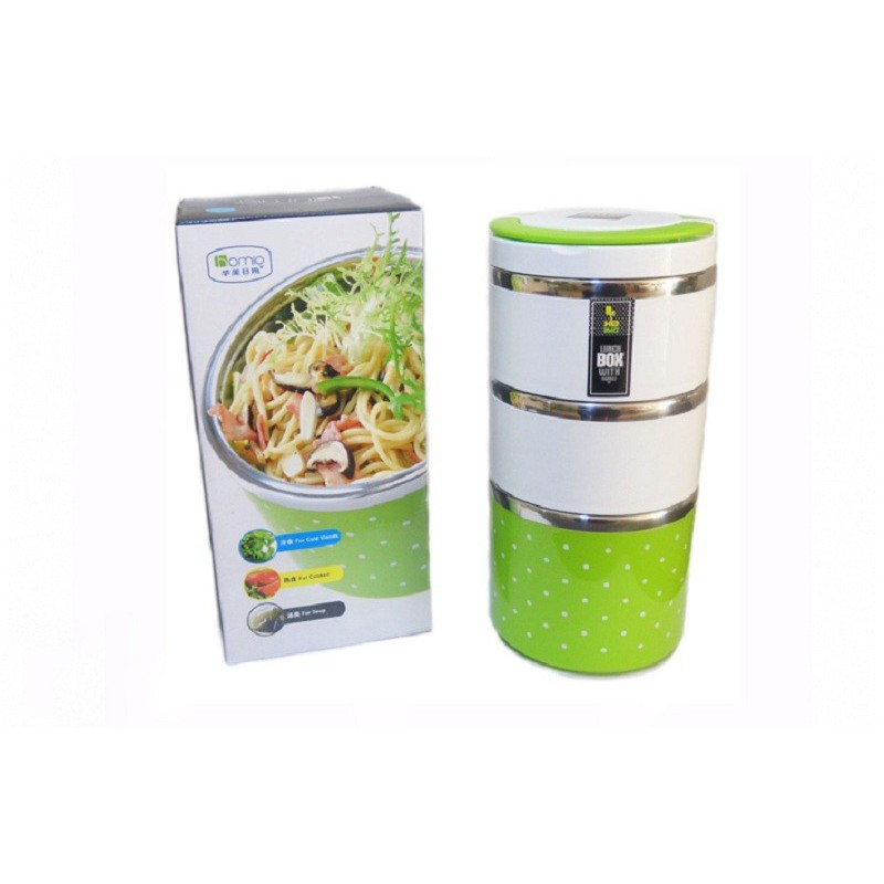 Camen 3 tầng chấm bi - Hộp cơm cao cấp | BigBuy360 - bigbuy360.vn