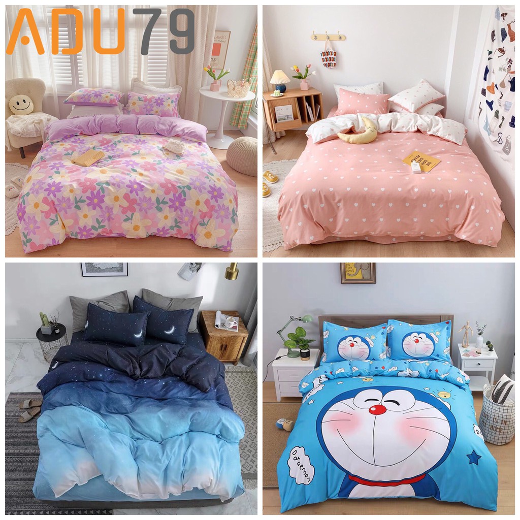 [ FREESHIP ❤️] Bộ Ga Giường Và Vỏ Gối Cotton Korea ADU79 Bedding Đủ Kích Thước Trải Nệm 1m4, 1m6, 1m8 Chưa Gồm Chăn