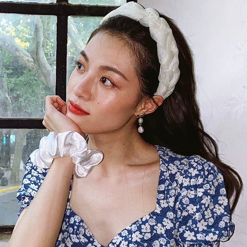 Băng đô bện dây bản rộng thời trang Hàn Quốc cho nữ