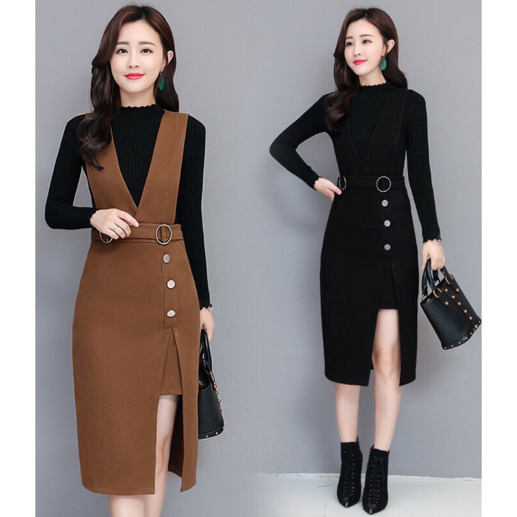 Set yếm thu đông siêu sang chảnh DÀI tôn dáng cực xinh cho các nàng MIDU FASHION