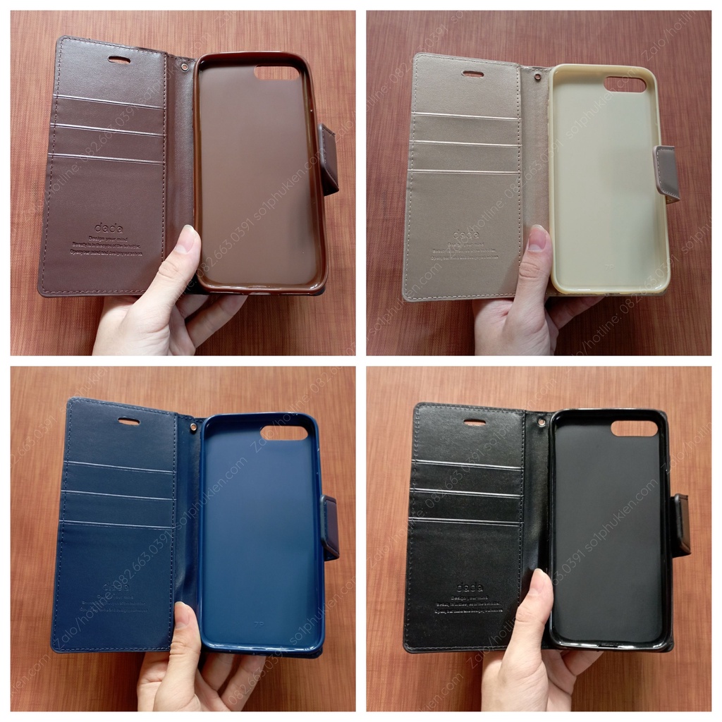 Bao da iphone 6 6s plus  7 8 plus  x xr xs max 11 pro cao cấp, có ngăn đựng thẻ, gập chống xem phim