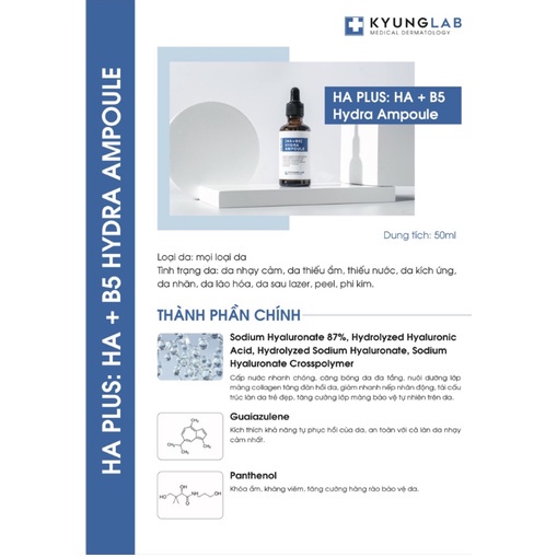 Tinh chất serum Căng Bóng Da KYUNG LAB HA PLUS  HYDRA AMPOULE 50ml CHÍNH HÃNG