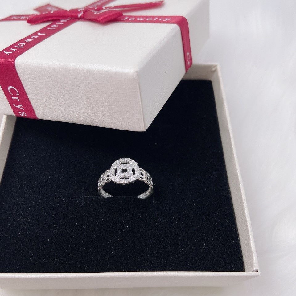 Nhẫn kim tiền bạc ta đính đá mang lại may mắn tài lộc cho chủ nhân - Trang sức bạc Evasilver