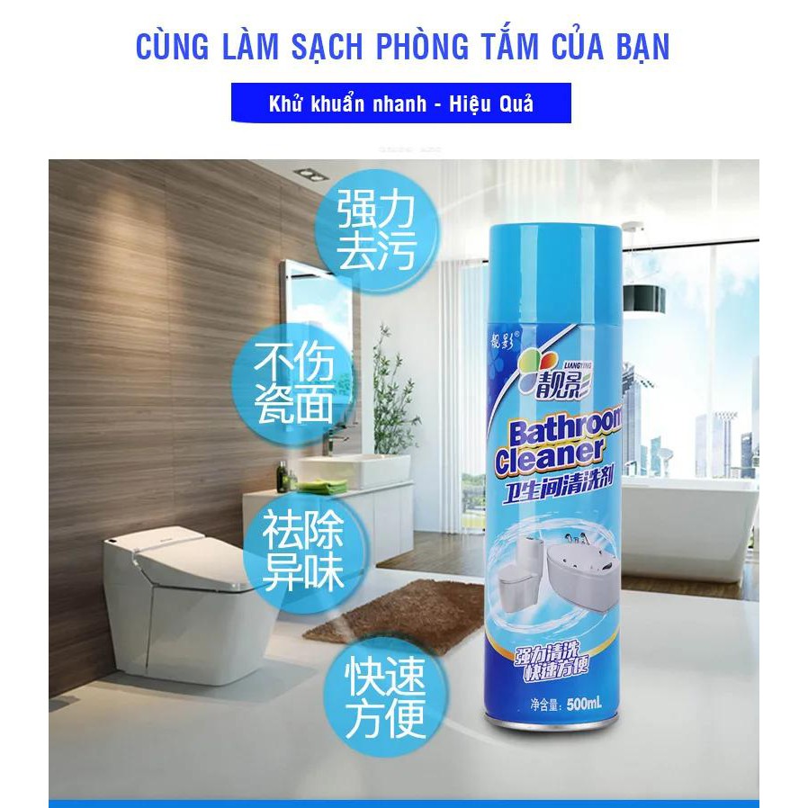 Chai xịt tẩy đa năng Nhà tắm ,Bồn Cầu,Bathroom cleaner siêu sạch - Chai xịt bọt tuyết tẩy đa năng siêu sạch - 500ml
