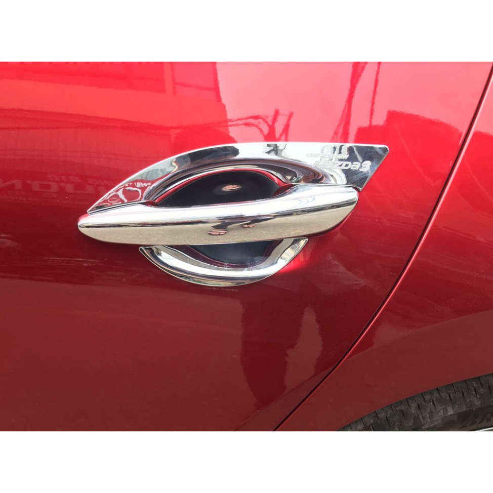 Bộ ốp tay, hõm cửa xe Mazda 3 2020, 2021 mạ crom