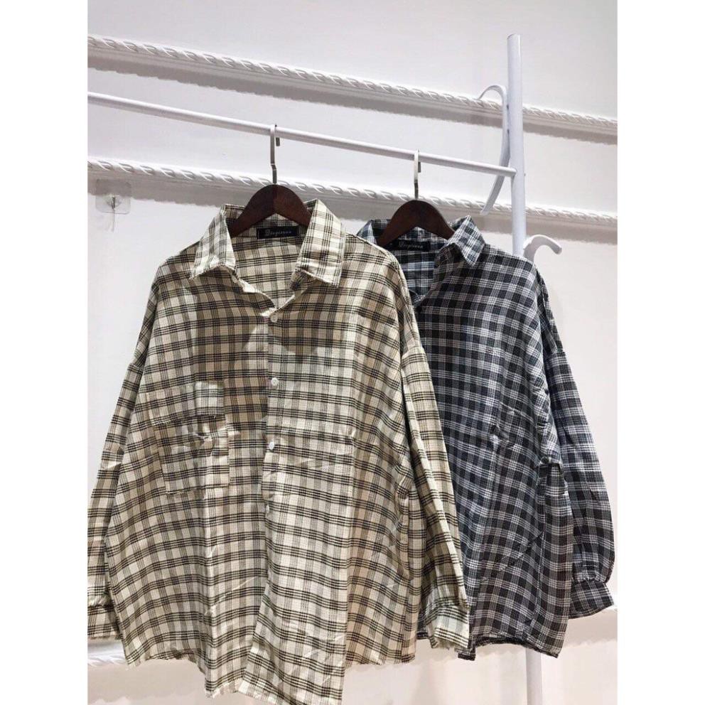 freeship Áo Sơ Mi Nữ ,Sơ Mi Kẻ Tay Bồng KOREA 2 Màu F001 | BigBuy360 - bigbuy360.vn