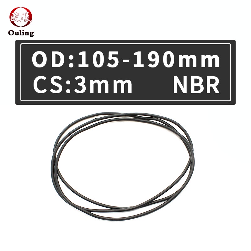 1 Vòng Đệm Cao Su Đen CS3mm OD105 / 110 / 120 / 125 / 130 / 140 / 145 / 150 / 160 / 170 / 180 / 190 * 3mm
