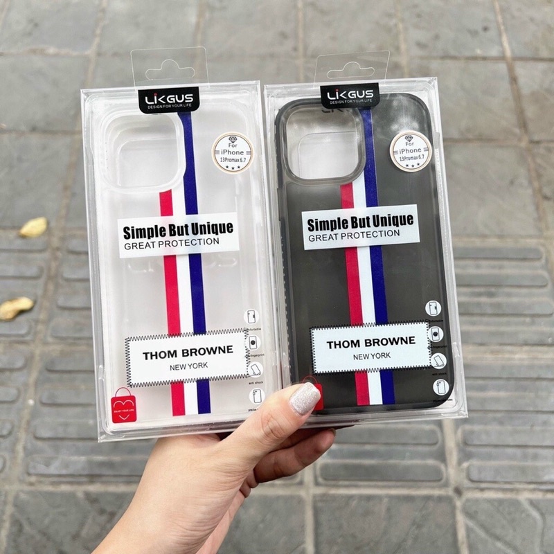 Ốp lưng nhám Likgus Thom Browne cho Smar Phone 14 Promax ,14 ,13 Pro Max  ,IP 12 ProMax,11 ProMax Chống sốc chống ố vàng