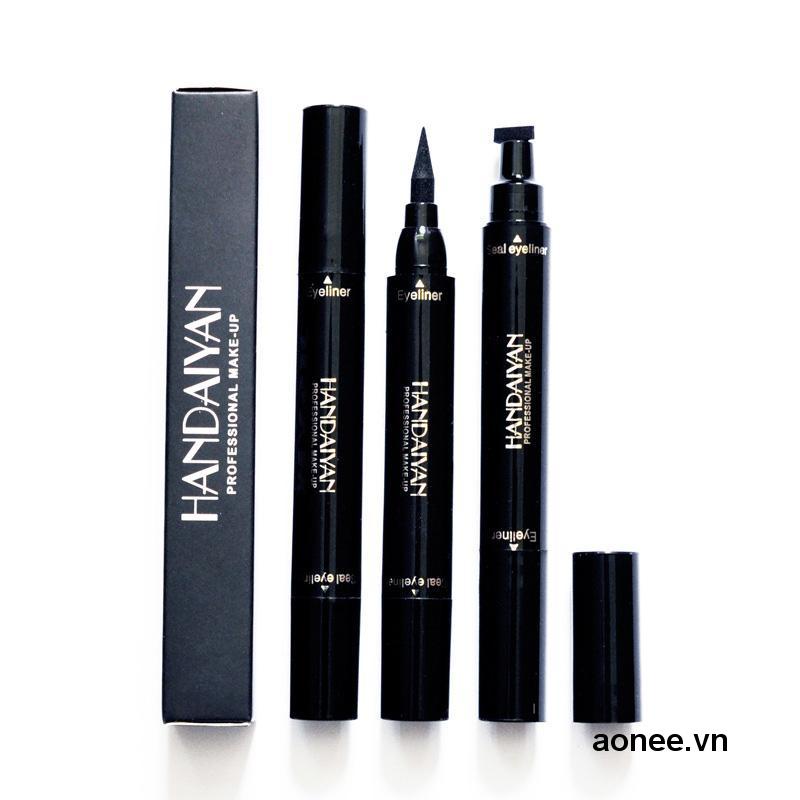 ✨✨Bút kẻ mắt 2 đầu có đuôi con dấu màu đen nhanh khô cho nữ