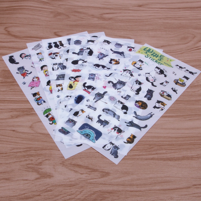 Set 6 Tấm Hình Dán Mèo Dễ Thương Dùng Để Trang Trí Album / Nhật Ký / Lịch