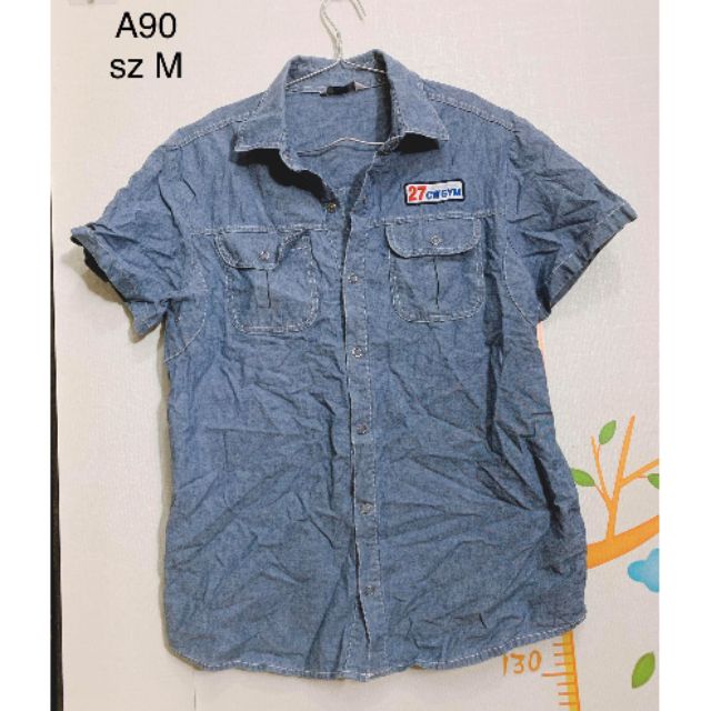 Áo sơmi denim 2 túi màu bụi size M. A90