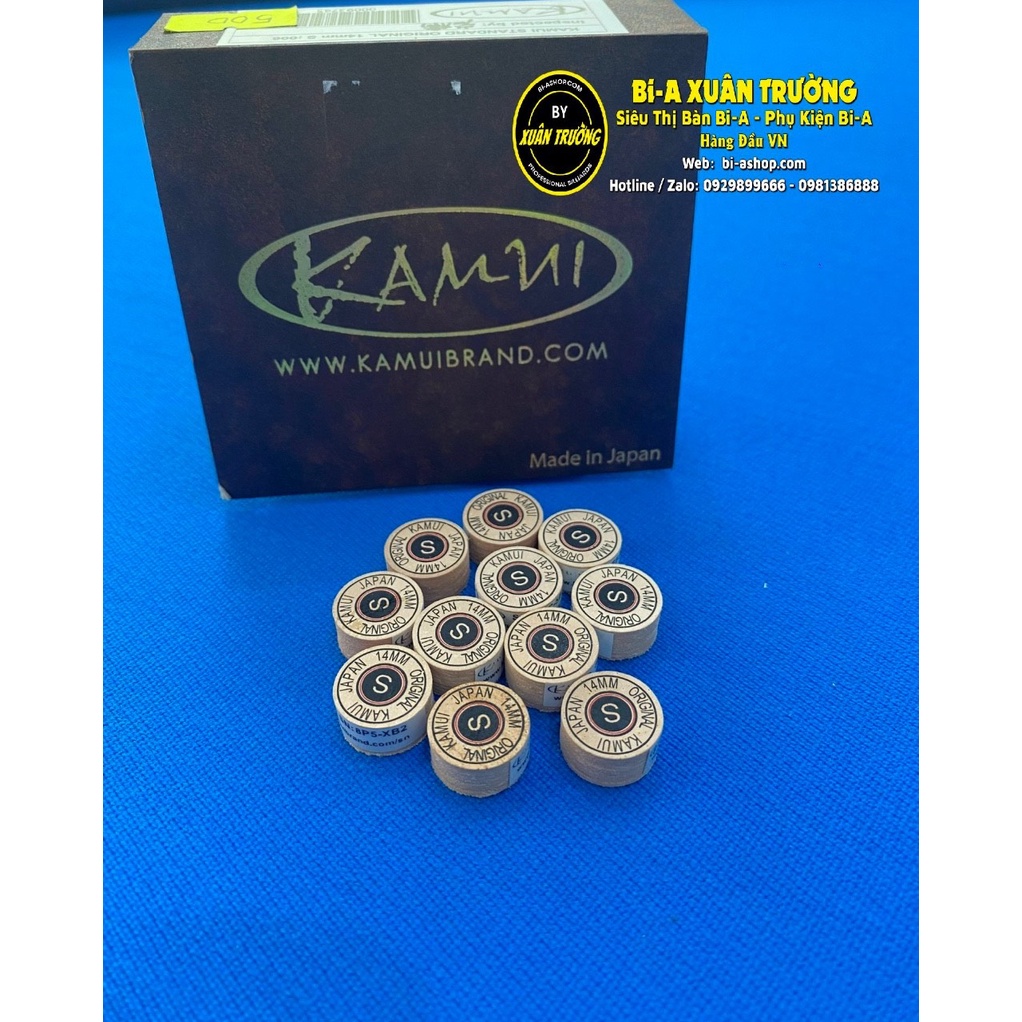 Viên dán đầu cơ bi-a Japan Kamui - S- 14mm - màu vàng (ko kính) - hàng sẵn