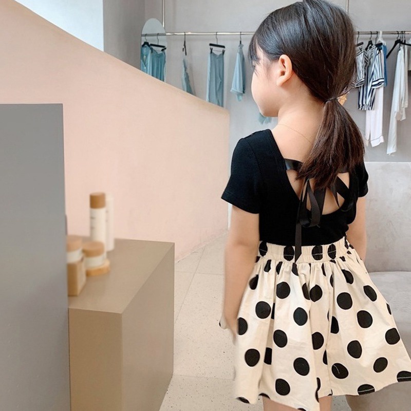 Váy Xòe Chấm Bi Dễ Thương Cho Bé 3-8 Tuổi