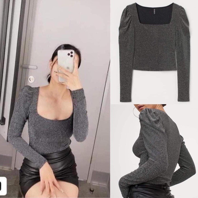Áo Hm nhũ cổ vuông có sẵn