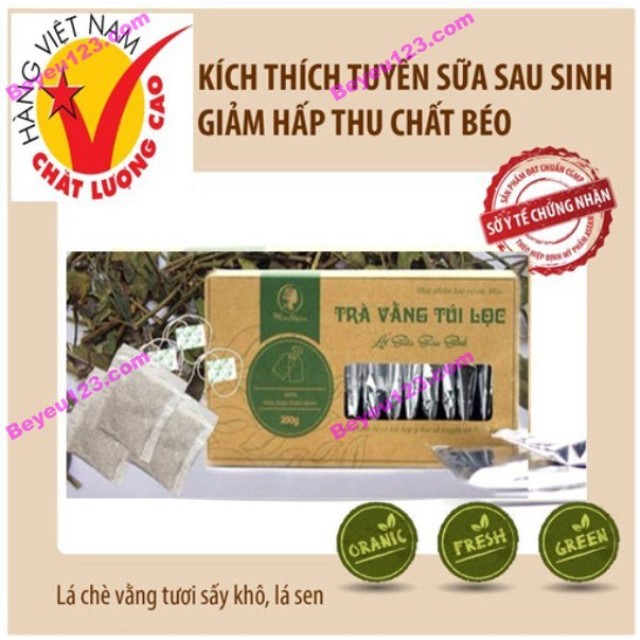 3 Hộp -  Combo 60 gói trà vằng túi lọc lợi sữa cho Mẹ - giảm mỡ bụng sau sinh - Wonmom (Việt Nam)