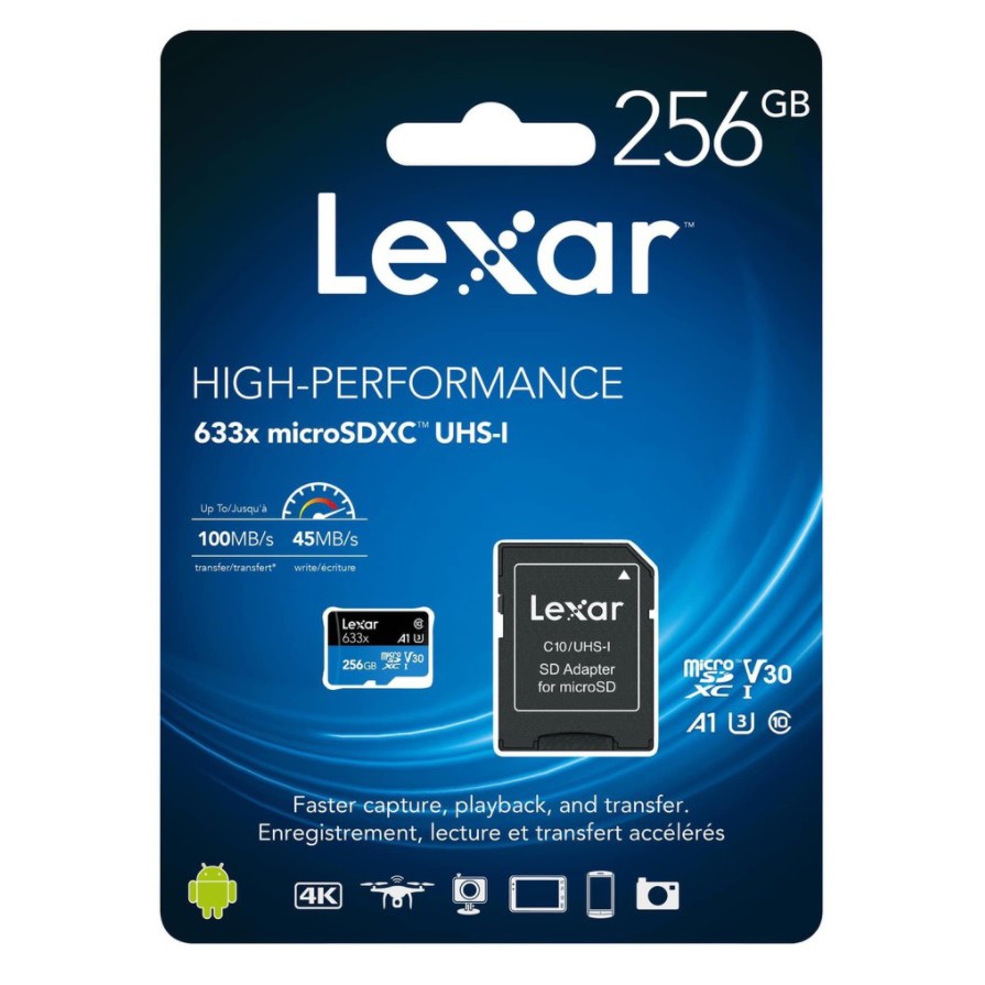  Thẻ nhớ Lexar 512G / 256G / 128G 633x MicroSDHC UHS-I Class 10 A1 U3 100MB/s + Adapter