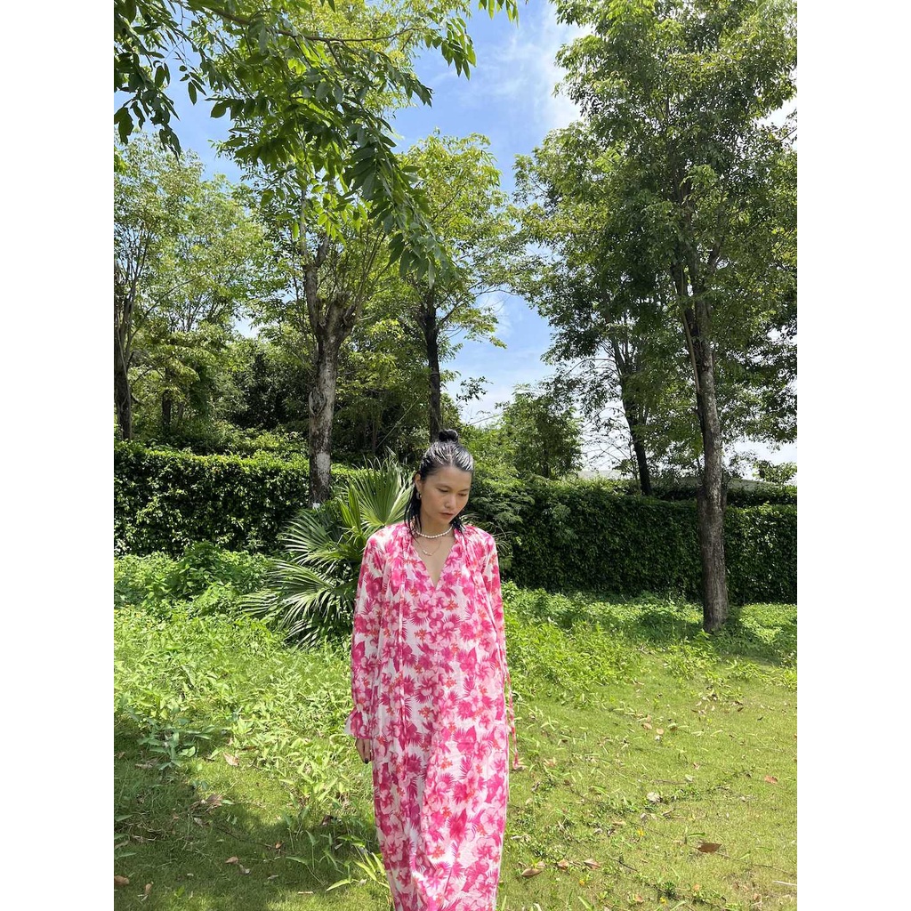 MADAMN - Đầm Hoa BigDress , Form Rộng , Cotton Xô Hoa Màu Hồng