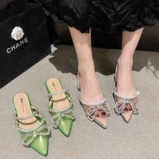 ❤️Dép Bít Mũi Đính Đá Phối Nơ Xinh Xắn Chất Lượng