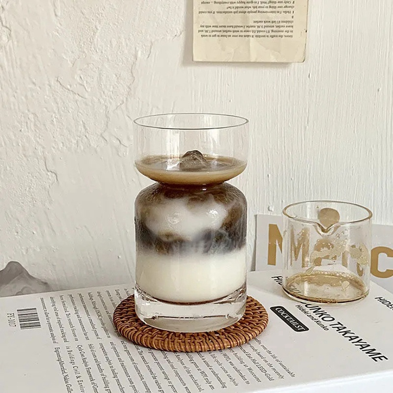 Ly Thủy Tinh Uống Cà Phê/Nước Ép Thiết Kế Trong Suốt Sáng Tạo