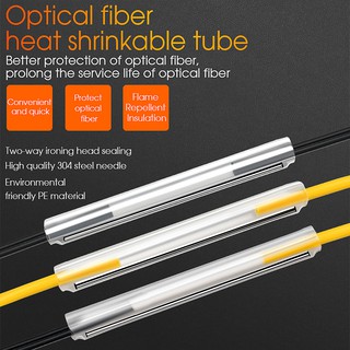 100 cái Sợi trần Ống co nhiệt bằng thép không gỉ sợi trong suốt Ống co nhiệt 60mm Ống nối sợi quang Ống nối ống