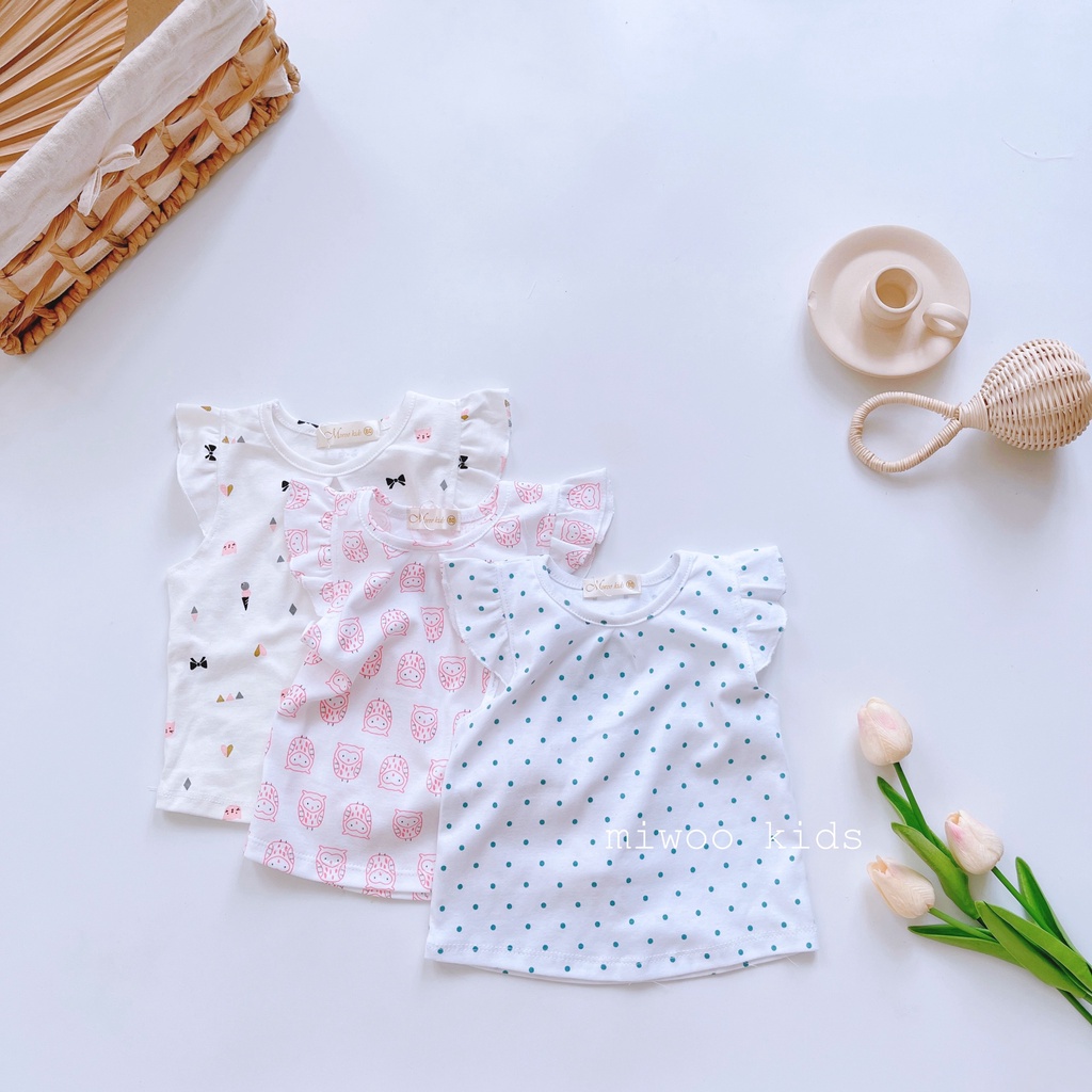 (7-21kg)Bộ thun đùi cotton cánh tiên hãng Miwoo kids họa tiết siêu yêu cho bé gái bảng màu 2(Ảnh thật)