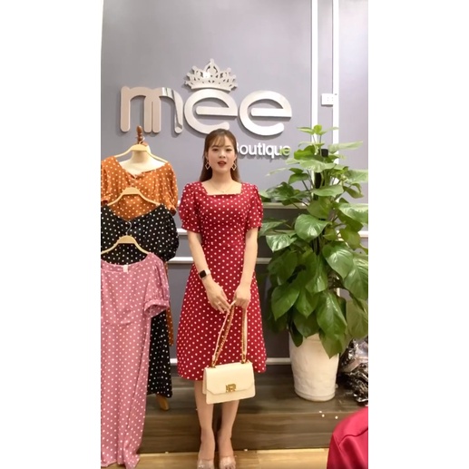 ( xẢ )Váy chấm bi chất lụa hàn mềm mại siêu mát mẻ - Đầm chấm bi hàng thiết kế sang xịn mịn