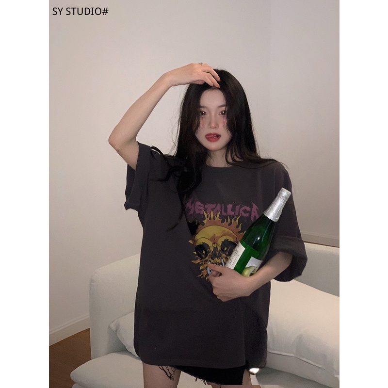 Áo thun SUXI tay ngắn cổ tròn dáng rộng phong cách thời trang Hàn Quốc