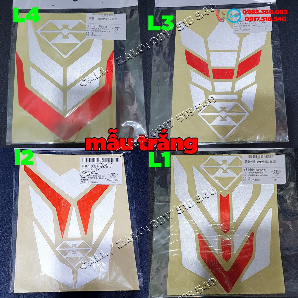 Decal dán mũi dè , decal dán bình xăng phản quang chính hãng Spirit beast chính hãng