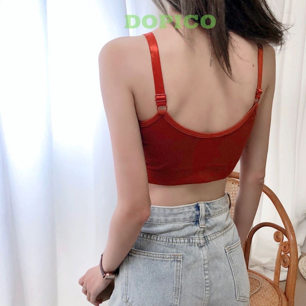 Áo bra tập gym thể thao 2 dây nữ gân tăm dày dặn ôm trọn vòng 1 DOPICO B1182
