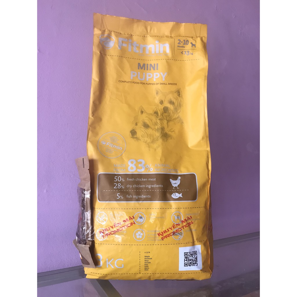 Thức ăn cho chó con Fitmin Dog Mini Puppy 3kg, Thức Ăn Cho Giống Chó Nhỏ, Chó Mang Thai, Cho Con Bú Từ 2 - 10