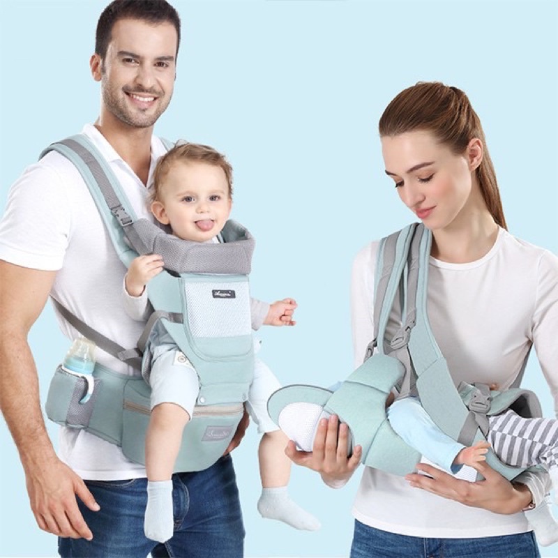 Địu em bé, địu 6 tư thế cho bé thoáng khí đa năng có ghế ngồi, chống gù an toàn cho bé từ 0 đến 36 tháng.