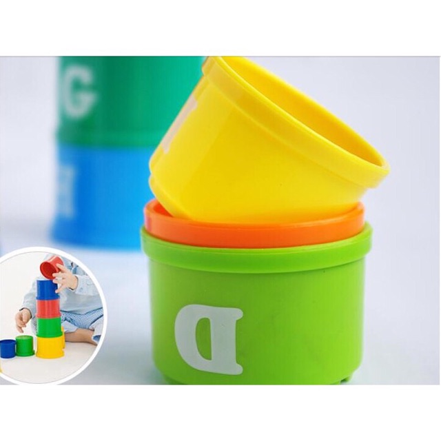 Cốc Nhựa Xếp Tầng Giáo Dục Cho Bé - Nhận Diện Màu Sắc, To Nhỏ, Chữ Và Số