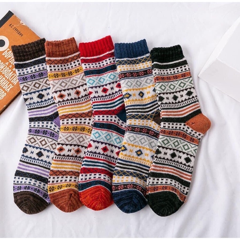 [TonaShoe] Tất Thổ Cẩm Vintage Đầy Đủ Màu M14