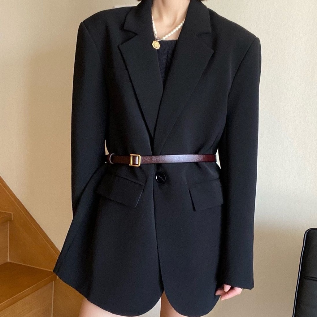 Black suit jacket female minority design sense Korean suit loose casual thin jacket Spring and Autumn small suit