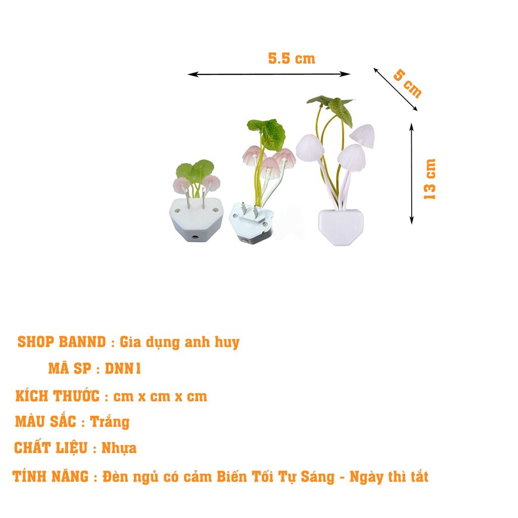 Đèn ngủ cảm ứng thông minh hình cây nấm dễ thương tiết kiệm điện - GDAH