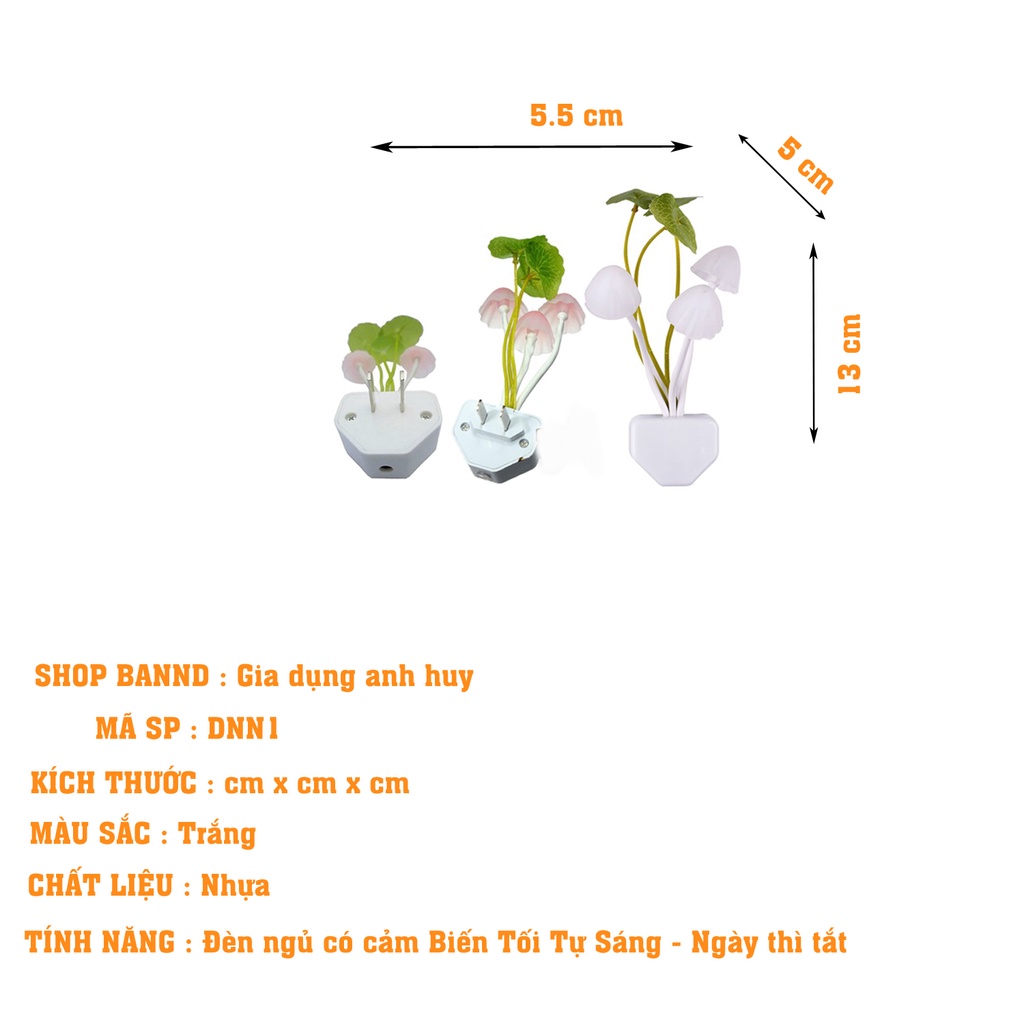 Đèn ngủ cảm ứng thông minh hình cây nấm tiết kiệm điện