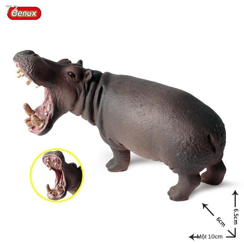 Mô hình động vật mô phỏng trẻ em Tê giác hoang dã Hà mã Bison thế giới động vật bộ đồ chơi bằng nhựa đặc tĩnhO