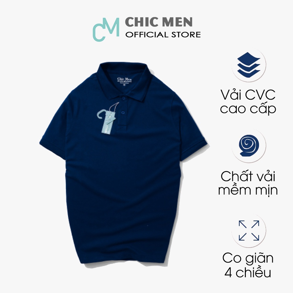 Áo POLO nam cổ bẻ BASIC, form regular, vải cá sấu CVC, phong cách, màu Xanh Navy - CHICMEN