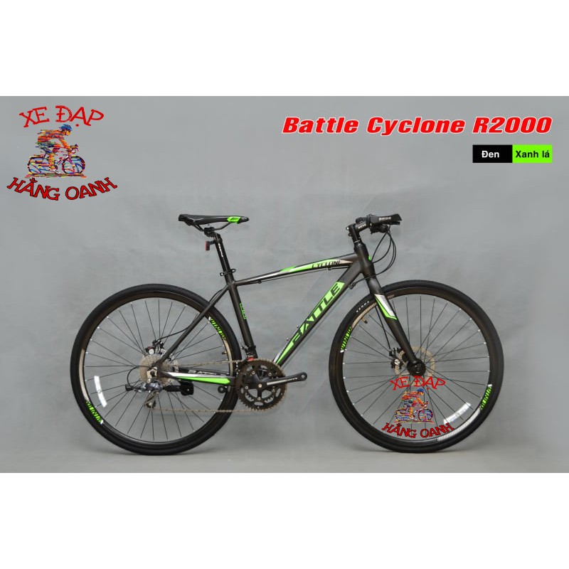 Xe đạp Touring BATTLE Cyclone R2000: Khung Nhôm, Tay đề/Gạt líp SHIMANO Claris R2000 2x8 (16 tốc độ), Lốp KENDA 700x28C