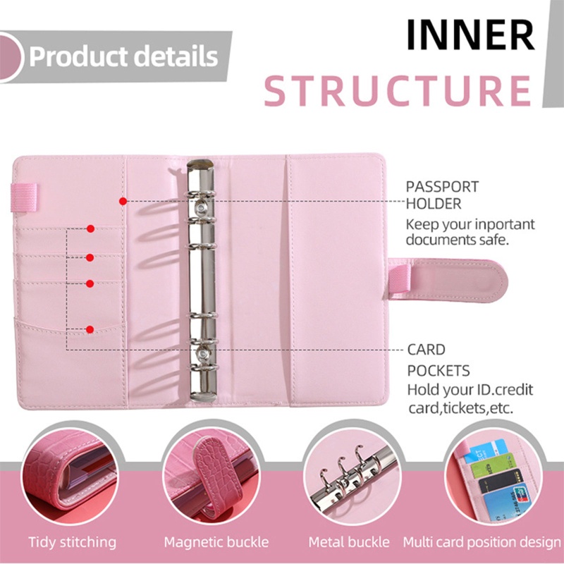 Sổ Tay Bìa Da Đựng Giấy Tờ Khổ A6 Dành Cho Người Lớn