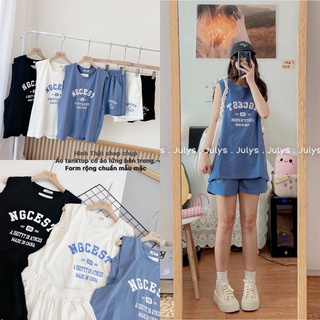 SET BỘ BA LỖ IN CHỮ ÁO TANKTOP TRẺ TRUNG BN210
