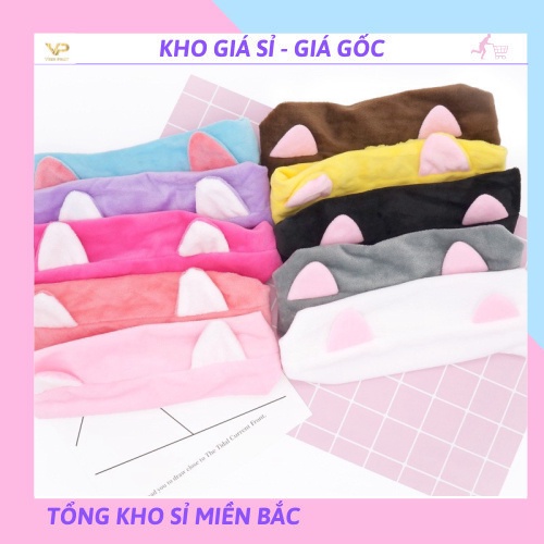 ❌GIÁ SỈ❌Băng đô tai mèo Hàn Quốc vải nhung mềm dùng khi trang điểm, rửa mặt và đắp mặt nạ 88264