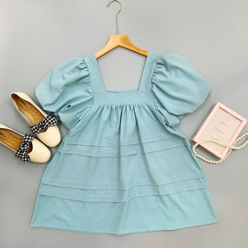 Áo cổ vuông, Áo babydoll cổ vuông bánh bèo tay siêu xinh  AO0101 (2)