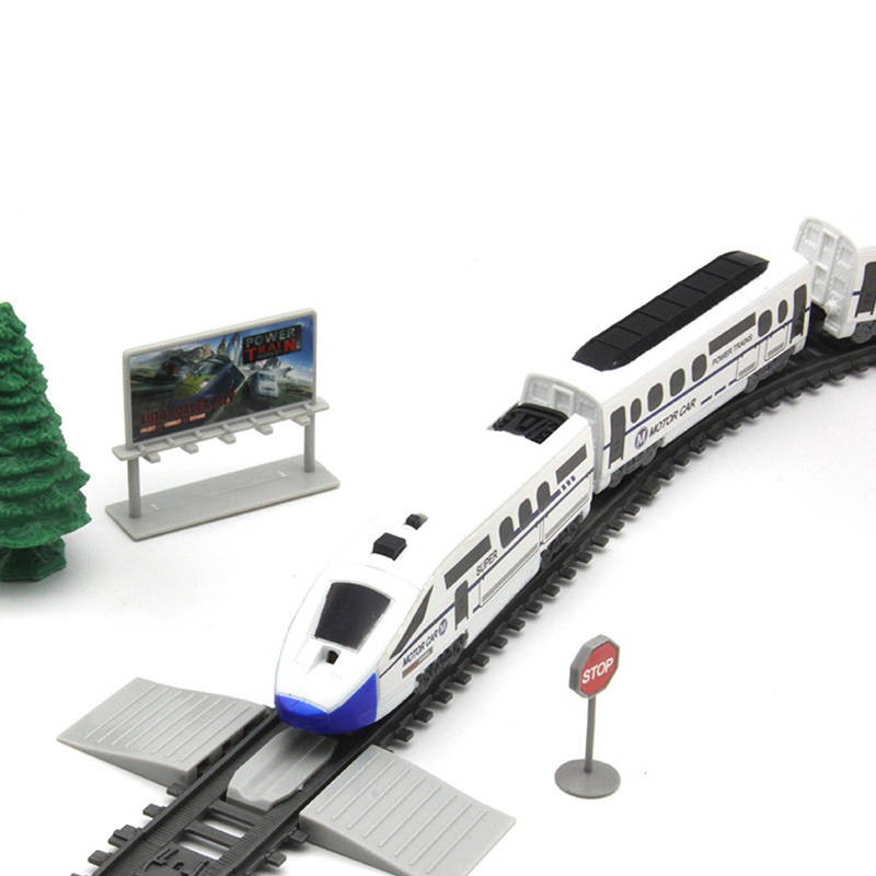 Đồ chơi trẻ em xe đường sắt điện thiết lập mô hình tàu nhỏ Harmony Train Train tốc độ cao thông qua DIY