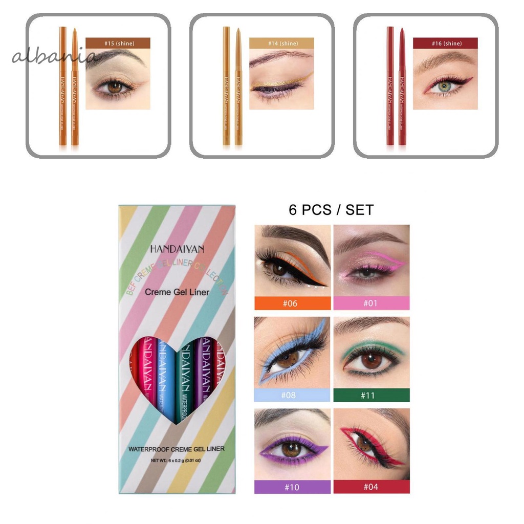 Bút kẻ mắt dạng gel chống nước 6 màu thời trang cho nữ | BigBuy360 - bigbuy360.vn