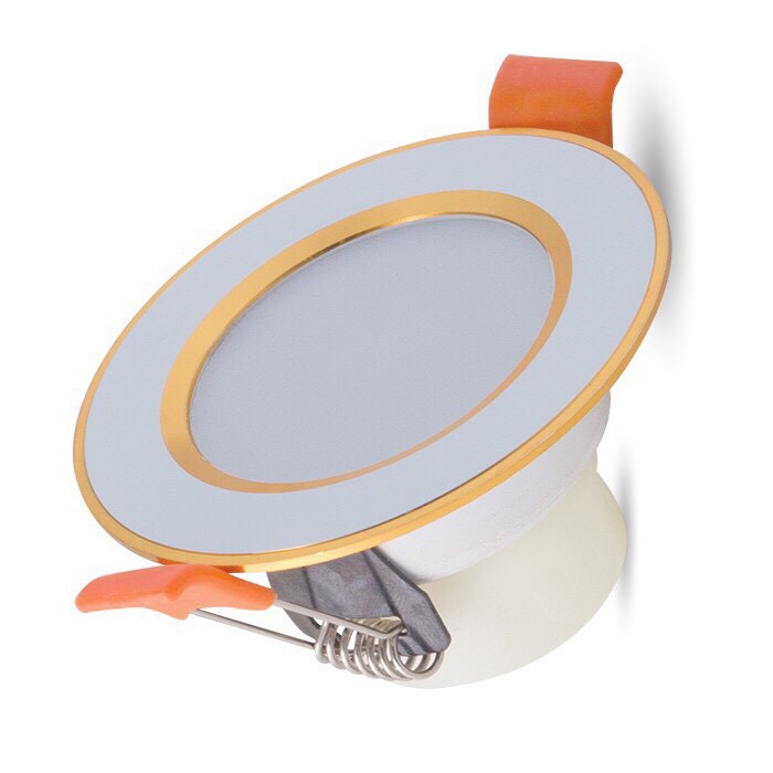 Đèn LED âm trần Downlight đổi màu 3W, khoét lỗ 60, vỏ nhôm đúc - (Viền vàng/ viền bạc)