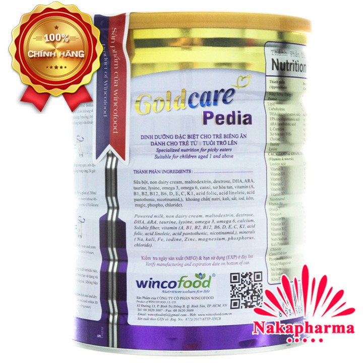 Sữa biếng ăn Goldcare Pedia 900g - DATE XA