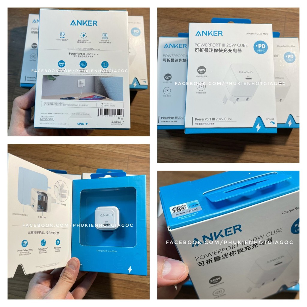 Sạc Anker Powerport PD nano 20W - A2634 A2633 20W - A2149 siêu nhỏ, sạc nhanh cho IP 13, IP 12 , Google Pixel ...