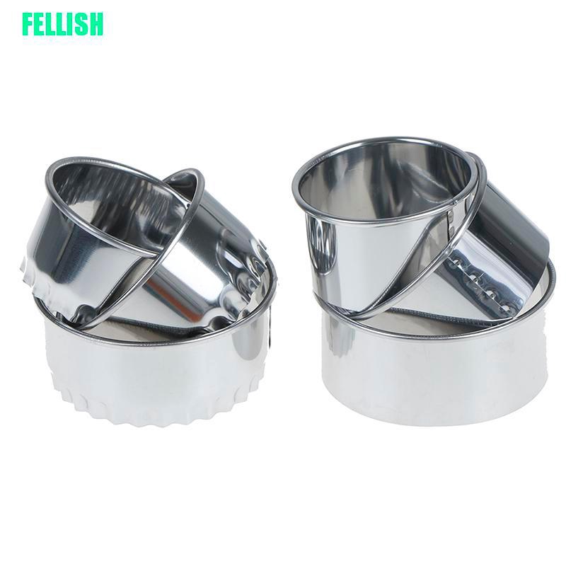 Set 3 Dụng Cụ Cắt Bột Làm Bánh Bằng Thép Không Gỉ Hình Tròn / Bông Hoa Tiện Dụng