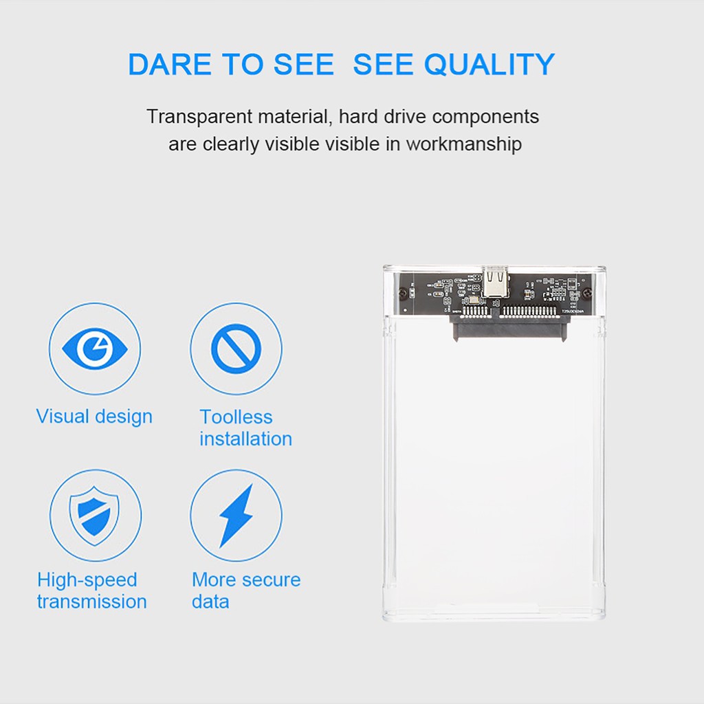 Vỏ Ổ Cứng Ngoài 2.5 Inch Usb 3.1 Type-C Trong Suốt | BigBuy360 - bigbuy360.vn